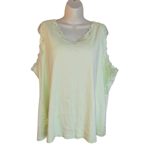 Karen Scott Light Green Lace Trim Tank Top Plus Size 3X business casual - Picture 1 of 4